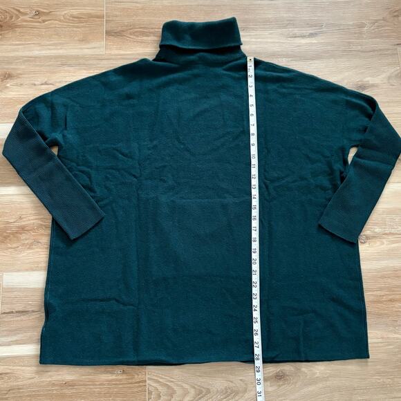 Garnet Hill Wool Cashmere Oversized Turtleneck Sweater Dark Balsam M - Picture 5 of 6